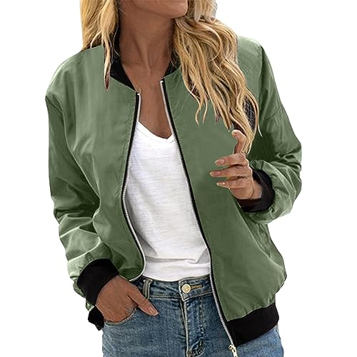 Bomberjacke Damen Grün, Blouson Jacke Damen Weiß, Pilotenjacke Zip Up Lange Ärmel Fliegerjacke Dünn Bequeme Damenblouson Einfarbig Basic Sweatjacke Freizeit Elegantes Mantel Outdoor Teenager Mädchen Bomberjacke Damen Grün, Blouson Jacke Damen Weiß, Pilotenjacke Zip Up Lange Ärmel Fliegerjacke Dünn Bequeme Damenblouson Einfarbig Basic Sweatjacke Freizeit Elegantes Mantel Outdoor Teenager Mädchen von Eauptffy