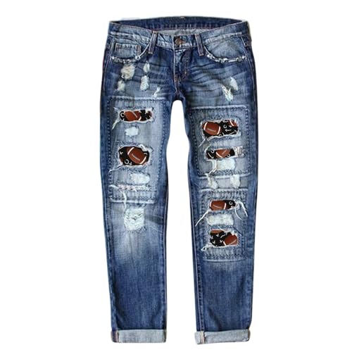 Eauptffy Jeans Damen Weites Bein Low Waist 7/8 Jeans Boyfriend-Jeans Für Damen, Dehnbare, Zerrissene Distressed-Denim-Hose Jeanshosen Stretch Schwarz Jeans Damen Cargohose Damen von Eauptffy