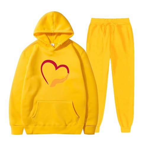 Eauptffy Jogginganzug Damen Baggy Zweiteiler Trainingsanzug Zweiteiler Tracksuit Y2K Sweatwear Freizeitanzug Kapuzenpullover Sportanzug Hausanzug Activewear Hoodie Und Sporthose von Eauptffy