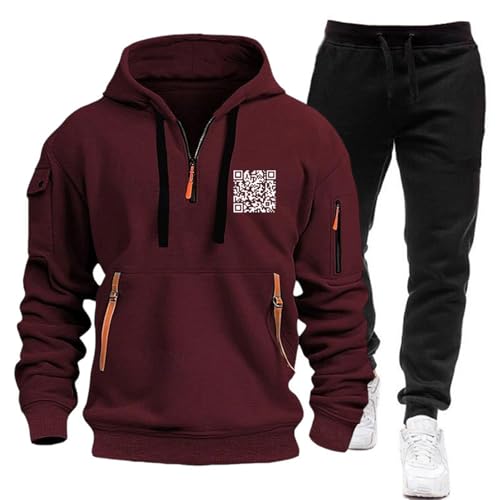 Eauptffy Jogginganzug Herren 2-Teilig Set mit Hoodie und Jogginghose - Trainingsanzüge Atmungsaktiv Activewear Tracksuit mit Reißverschlüssen Tasche Freizeitanzug Hosen Set Y2K Hip Hop Streetwear von Eauptffy