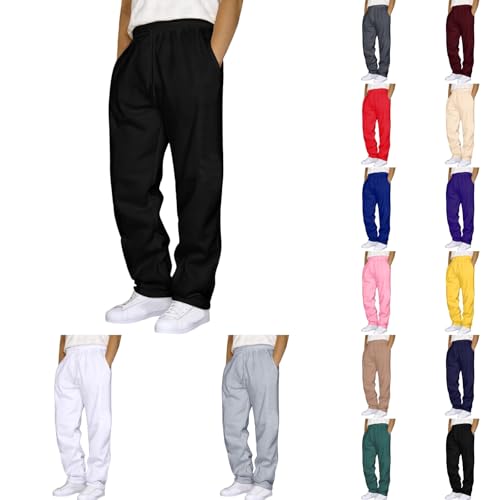 Eauptffy Jogginghose Herren Baggy, 2024 Trainingshose Elastische Taille Baumwolle Jogging Hose Lang Weites Bein Sporthose Sweatpants Arbeitshosen Sweathose Freizeithose mit Taschen für Männer von Eauptffy