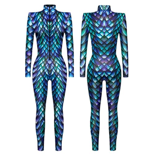 Eauptffy Jumpsuit Damen Rollkragen Simulation 3D-Druck - Fasching Karneval Cosplay Kostüm Bodysuit mit Reißverschluss Halloween Kostüm Ganzkörper Catsuit Glitzer Catsuit Stretch Overall Eauptffy Jumpsuit Damen Rollkragen Simulation 3D-Druck - Fasching Karneval Cosplay Kostüm Bodysuit mit Reißverschluss Halloween Kostüm Ganzkörper Catsuit Glitzer Catsuit Stretch Overall von Eauptffy