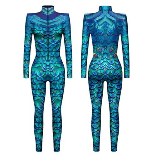 Eauptffy Jumpsuit Damen Rollkragen Simulation 3D-Druck - Fasching Karneval Cosplay Kostüm Bodysuit mit Reißverschluss Halloween Kostüm Ganzkörper Catsuit Glitzer Catsuit Stretch Overall Eauptffy Jumpsuit Damen Rollkragen Simulation 3D-Druck - Fasching Karneval Cosplay Kostüm Bodysuit mit Reißverschluss Halloween Kostüm Ganzkörper Catsuit Glitzer Catsuit Stretch Overall von Eauptffy