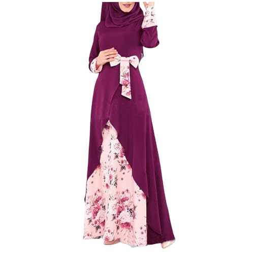Eauptffy Muslimische Kleidung Frauen, Langarm Muslimisches Einteiliges Gebetskleid Vintage Muslim Kleider Islamic Abaya Burka Set Gebetskleidung mit Hijab Kopftuch Muslimisches Kleid Ramadan von Eauptffy