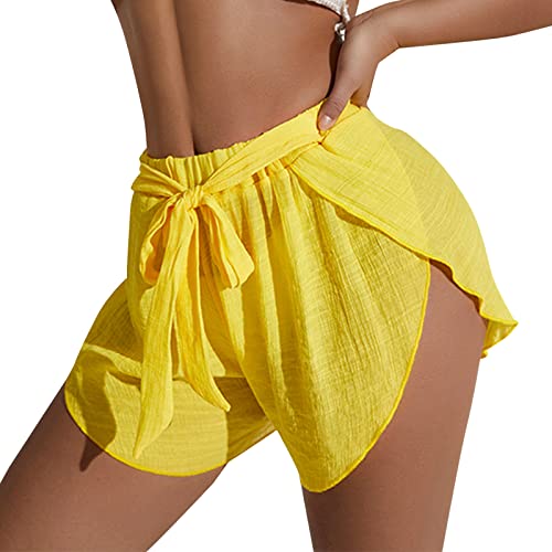 Eauptffy Shorts Radlerhose Sportshorts Leichte Atmungsaktive Lässige Lockere Strandshorts Für Damen Shorts Elastische Bund Capri Shorts Leinen Shorts Lauf Shorts Sweatshorts von Eauptffy