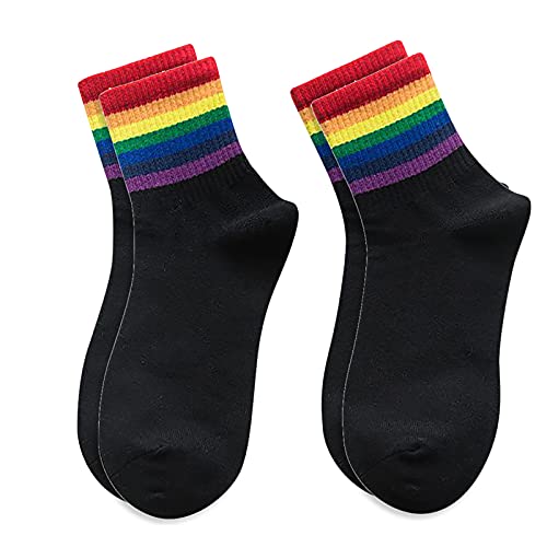 Eauptffy Sneaker Socken Herren Damen,Sneaker Socken Herren 39-42 Gestreifte Baumwolle Weihnachten Mode Wintersocken Chrisma warm Unisex Regenbogen Socken Socken n 34-36 von Eauptffy