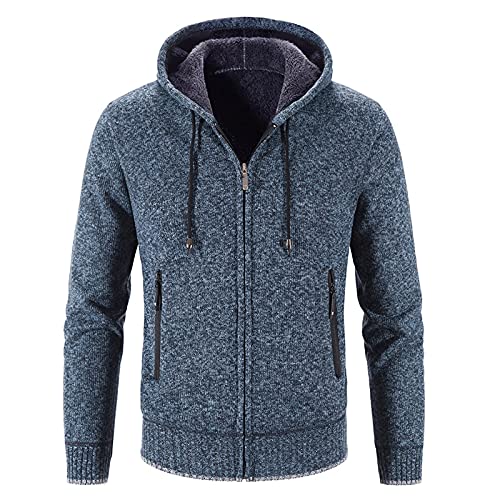 Eauptffy Sweatjacke Mit Reißverschluss Trachtenjacke Einfarbige Modejacke für Herren, langärmelig, dicker Kapuzenpullover aus Samt, warme Strickjacke Wintermantel Kurz Herren von Eauptffy