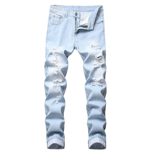 Herren Slim Fit Stretch Jeans Zerrissene Röhrenjeans für Männer, Jeanshose Distressed Destroyed Regular Straight Leg Fashion Comfort Flex Waist Teenager Lässige Mode Skinny Designer Denim Hose Herren Slim Fit Stretch Jeans Zerrissene Röhrenjeans für Männer, Jeanshose Distressed Destroyed Regular Straight Leg Fashion Comfort Flex Waist Teenager Lässige Mode Skinny Designer Denim Hose von Eauptffy