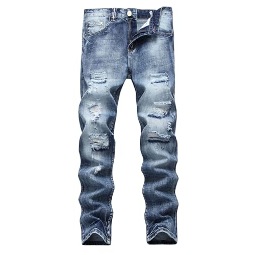 Herren Slim Fit Stretch Jeans Zerrissene Röhrenjeans für Männer, Jeanshose Distressed Destroyed Regular Straight Leg Fashion Comfort Flex Waist Teenager Lässige Mode Skinny Designer Denim Hose Herren Slim Fit Stretch Jeans Zerrissene Röhrenjeans für Männer, Jeanshose Distressed Destroyed Regular Straight Leg Fashion Comfort Flex Waist Teenager Lässige Mode Skinny Designer Denim Hose von Eauptffy