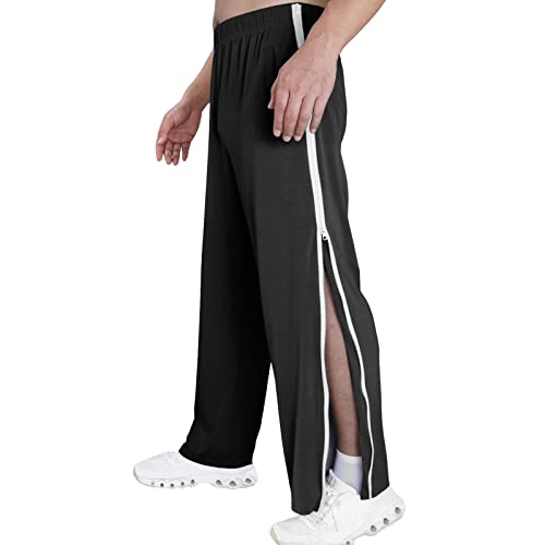 Herren Trainingshose mit Seitlicher Knopfleiste Hosen Unisex Sweatshose Streifen Sweatpants Gummibund Jogginghose Mit Taschen Yoga Hose Loose Basketball Trainingshose Sportswear Sporthose von Eauptffy