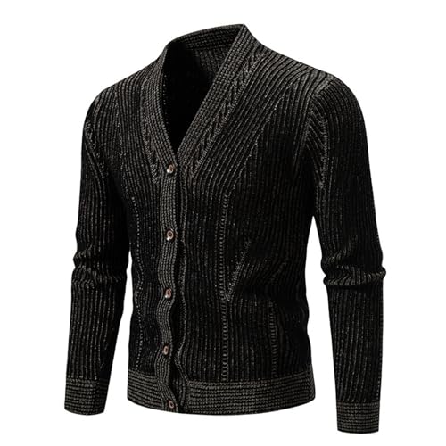 Jacke Oktoberfest Herren, Cardigan Herren, Herrenstrickjack Button Down Fleecejacken V-Ausschnitt Warm Trachtenjanker Dicker Knitted Wintermantel Einfarbiger Schlichter Jacke Casual Regular Fit von Eauptffy