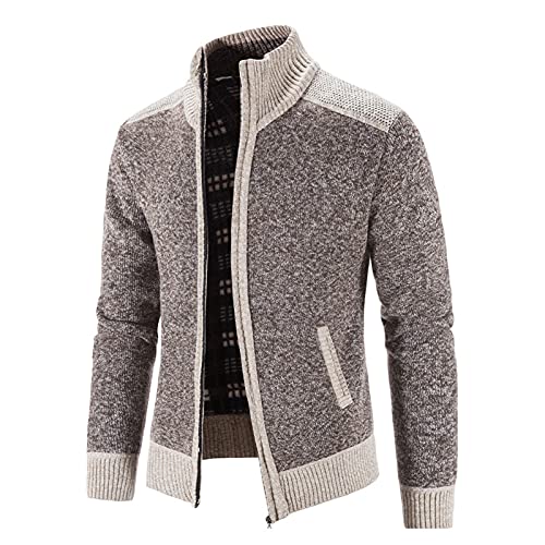 Oktoberfest Herren Jacke, Cardigan Herren, Herrenstrickjacke mit Reissverschluss Sweatjacke Gestrickte Dickere Strickpullover Hochgeschlossene Warme Hemd Jacke Mode Farbblock Jacke Langarm Lounge von Eauptffy