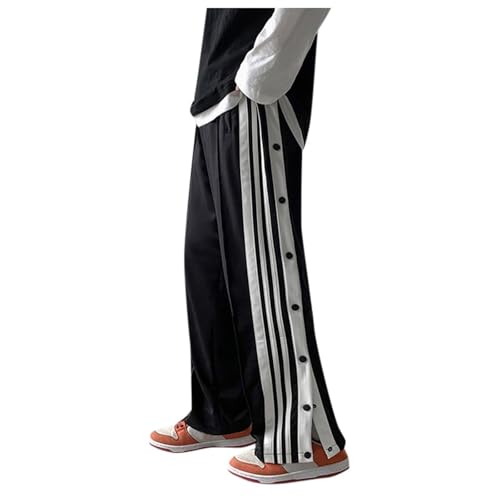 Reha Hose Damen Seitlich zu Öffnen - Herren Trainingshose mit Seitlicher Knopfleiste Button Up Männer Jogginghose Jungen Jogger Sporthose Atmungsaktiv Freizeithose Sportswear Loose Basketball Hosen von Eauptffy