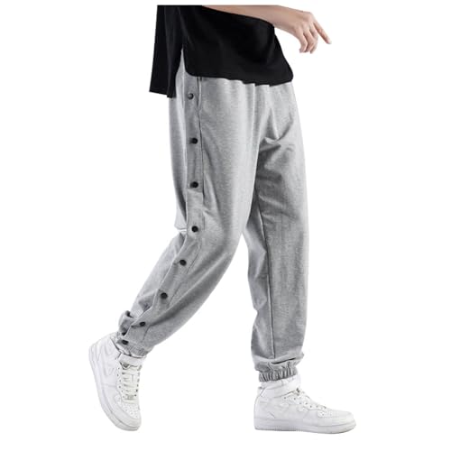Reha Hose Damen Seitlich zu Öffnen - Herren Trainingshose mit Seitlicher Knopfleiste Button Up Männer Jogginghose Jungen Jogger Sporthose Atmungsaktiv Freizeithose Sportswear Loose Basketball Hosen von Eauptffy