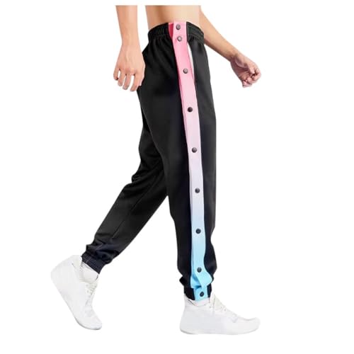 Reha Hose Damen Seitlich zu Öffnen -Jogginghose mit Seitlicher Knopfleiste Lange Loose Gummibund Sporthose Unisex Sweatshose Sportswear Trainingsanzug Trainingshose Fitness von Eauptffy