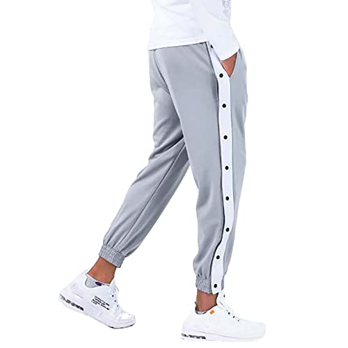 Reha Hose Damen mit Seitlicher Knopfleiste Lange Jogginghose Seitlich Zu öffnen Loose Gummibund Sporthose Unisex Sweatshose Sportswear Trainingsanzug Trainingshose Fitness von Eauptffy