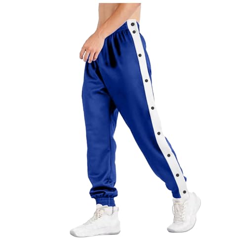 Reha Hose Herren Seitlich zu Öffnen - Jogginghose Postoperative Hose Weites Bein Trainingshose Open Leg Jogger Freizeithose 90Er Jahre Outfit Hose mit Knöpfen An Der Seite Sportswear mit Taschen von Eauptffy