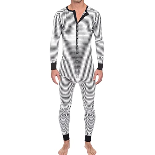 Schlafanzug Pyjama Jumpsuit Einteiler Herren Kurz Jumpsuit Onesie Jogger Overall Jogging Anzug Trainingsanzug Slim Fit Strampler Hose Langarm Sleepwear Männer T-Shirt Lang Jogginganzug Playsuit von Eauptffy