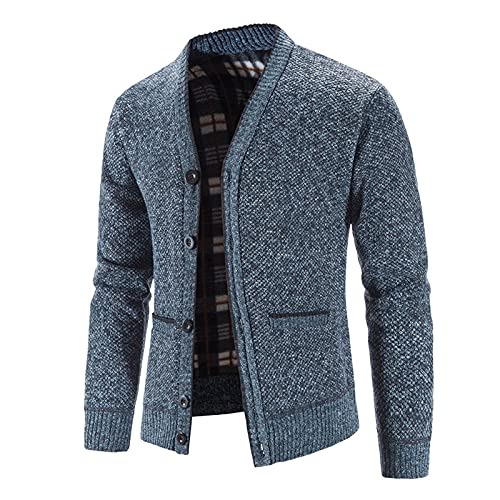 Trachten Strickjacke Herren, Cardigan Herren, Herrenstrickjacke mit Knöpfen Fleecejacke Warm V Ausschnitt Trachtenstrickjacke Gestrickt Dicker Hemd Jacke Solide Trachten Sweater Winter Casual von Eauptffy