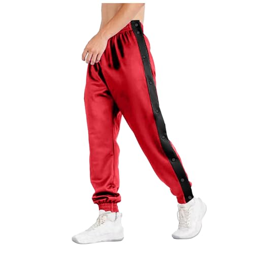Trainingshose Damen Sporthose Mit Seitlicher Knopfleiste Hosen Unisex Sweatshose Streifen Sweatpants Gummibund Jogginghose Mit Taschen Yoga Hose Loose Basketball Trainingshose von Eauptffy