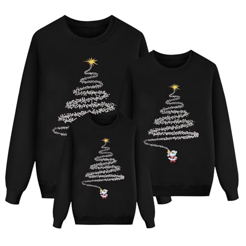 Weihnachten Pullover Familie, Weihnachtspullover Ugly Lustig Weihnachten Pullover Rundhals Langarm Christmas Strickpullover Xmas Pullis Weihnachtsdruck Tops Partnerlook Pärchen Unisex Kinder 2024 von Eauptffy