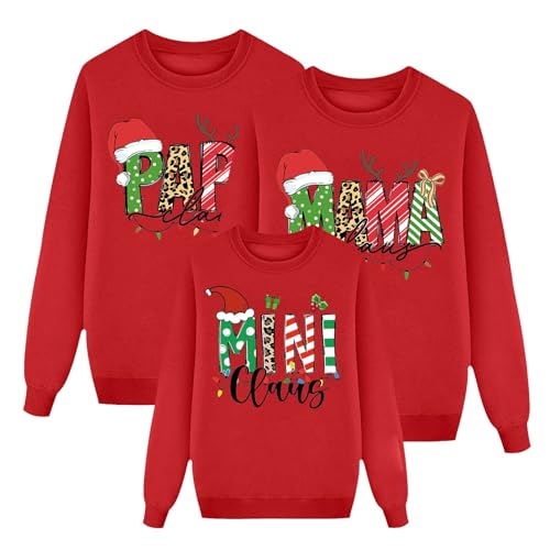 Weihnachten Pullover Familie, Weihnachtspullover Ugly Lustig Weihnachten Pullover Rundhals Langarm Christmas Strickpullover Xmas Pullis Weihnachtsdruck Tops Partnerlook Pärchen Unisex Kinder 2024 von Eauptffy
