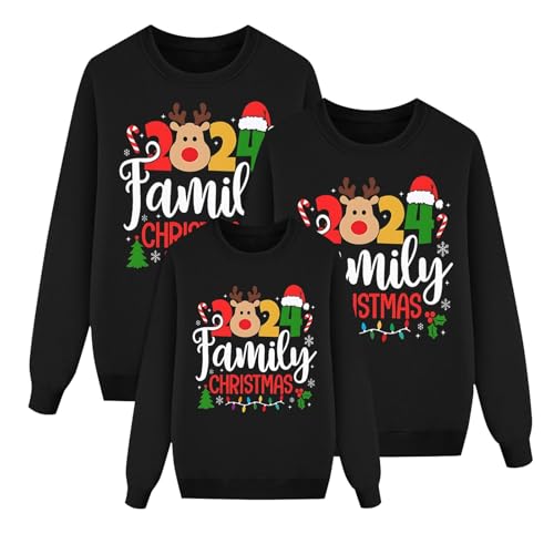 Weihnachten Pullover Familie, Weihnachtspullover Ugly Lustig Weihnachten Pullover Rundhals Langarm Christmas Strickpullover Xmas Pullis Weihnachtsdruck Tops Partnerlook Pärchen Unisex Kinder 2024 von Eauptffy