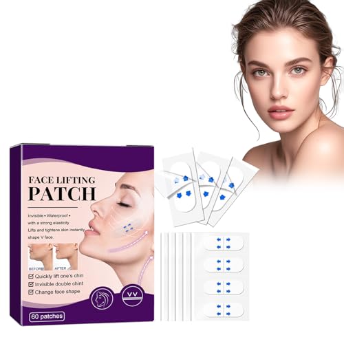 Eazerom 01 Face Lifting Tape,60 Stück Unsichtbare Facelifting Tape für V-Form face,V-Form Gesicht Verbergen von Gesichtsfalten Lifting Schlaffe Haut,Facelifting Aufkleber, Lift Gesicht Aufkleber von Eazerom