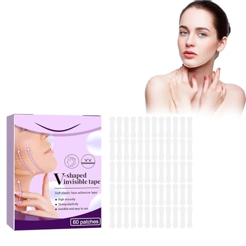 Eazerom 03 Face Lifting Tape,60 Stück Unsichtbare Facelifting Tape für V-Form face,V-Form Gesicht Verbergen von Gesichtsfalten Lifting Schlaffe Haut,Facelifting Aufkleber, Lift Gesicht Aufkleber von Eazerom