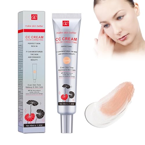 Eazerom 04 45ml CC Cream,für Farbkorrektur Voll Deckende Foundation mit LSF 25,Getönte Gesichtscreme,Verbessert den Teint,Langanhaltender Feuchtigkeitsspendender Concealer(ivory) von Eazerom