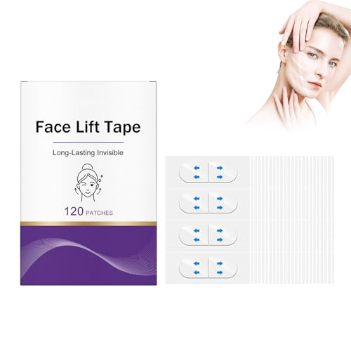 Eazerom 06 120 Stück Face Lifting Tape,Unsichtbare Facelifting Tape für V-Form Gesicht,V-Form Gesicht Verbergen von Gesichtsfalten Lifting Schlaffe Haut,Facelifting Aufkleber von Eazerom