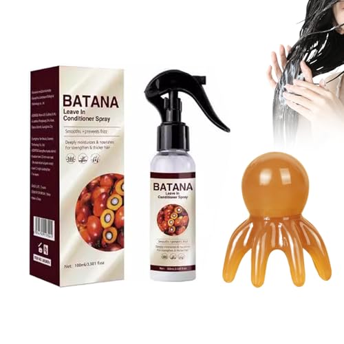 Eazerom 15 Batana Öl Leave In Conditioner Sprühkur,Batana Öl Conditioner,100ml Natürliche Spülung, Haarpflege-Spray ohne Ausspülen,Anti-Frizz Detangler Haar-Kur,Glatter Haar flauschiges Haar von Eazerom