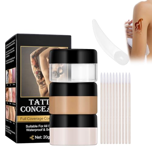 Eazerom 39 Tattoo Concealer,2 Colors Wasserdichter Make up Haut Narben Concealer für Muttermale,Tattoo Concealer Cream, Narben Concealer,Skin Concealer Make up Haut Narben Concealer von Eazerom