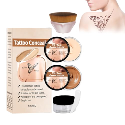 Eazerom 41 Tattoo Concealer,2 Colors Wasserdichter Make up Haut Narben Concealer für Muttermale,Tattoo Concealer Cream, Narben Concealer,Skin Concealer Make up Haut Narben Concealer von Eazerom