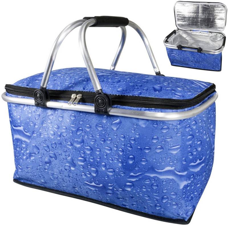 Ebaxx Einkaufskorb Alu Thermo Korb Klapp Kühltasche faltbar Picknick Camping Blau Grün von Ebaxx