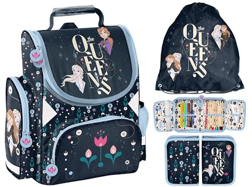 Ebaxx Schulranzen Set 3 teilig Tornister Mädchen Queens Frozen von Ebaxx
