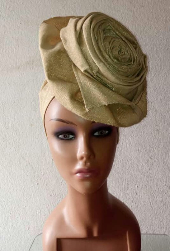 Frauen Gelegenheit Party Hochzeit Owambe Avant Garde Beaded Pre-Tied Iconic Auto Gele Hat von Ebblyboutique