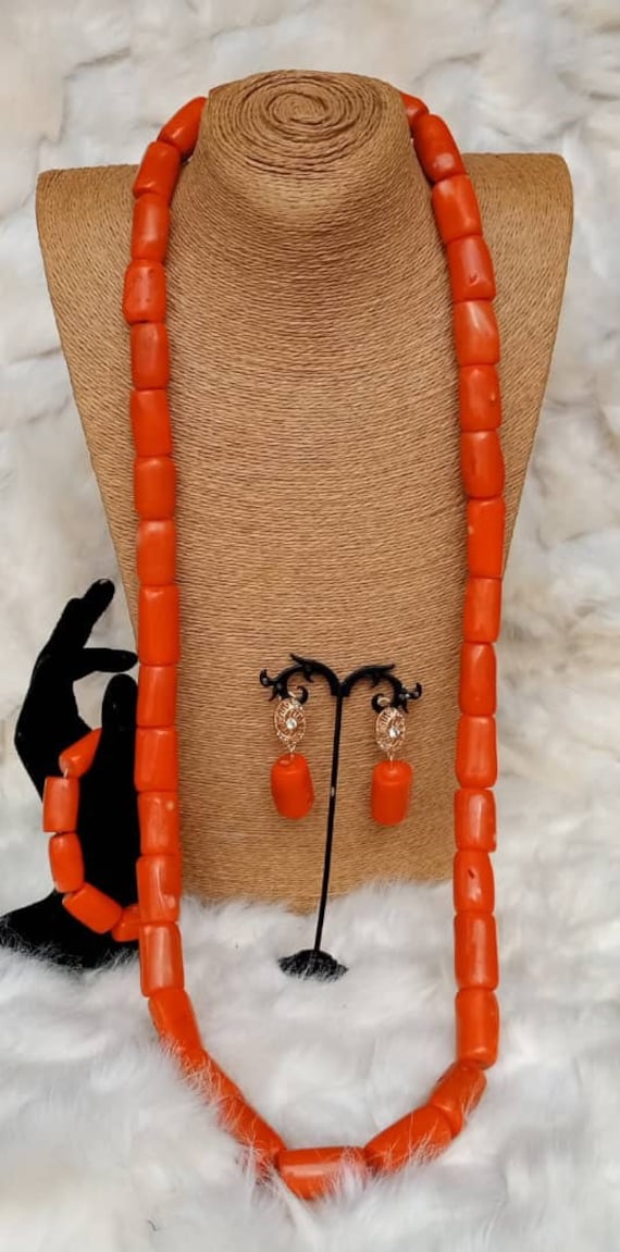 Hochzeit Traditionelle Benin Original Seekoralle Halskette Und Armreif Set Für Männer, Frauen, Bräute Bräutigam von Ebblyboutique