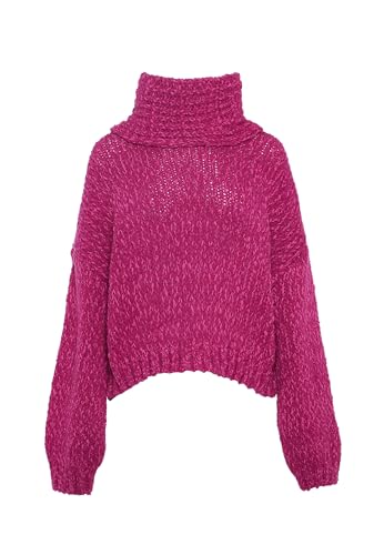 Ebeeza Damen Strickpullover mit Rollkragen Fuchsia XL/XXL von ebeeza