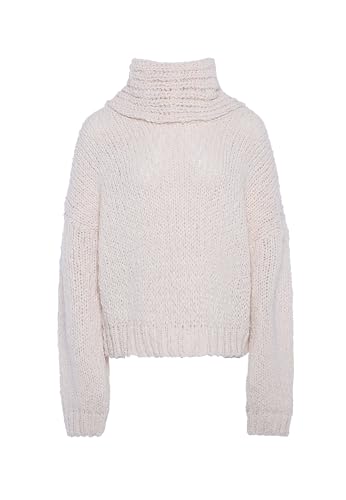 Ebeeza Women's Damen Strickpullover mit Rollkragen und übergroßem Revers Polyester Creme Größe M/L Pullover Sweater, M von ebeeza