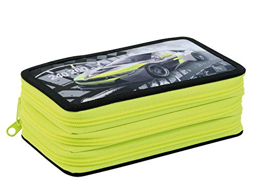 Eberhard Faber 577571 - Federmäppchen Triple Decker, mit 36 Schreibutensilien, Stiftetui Race Car mit 3 Reißverschlüssen von Eberhard Faber