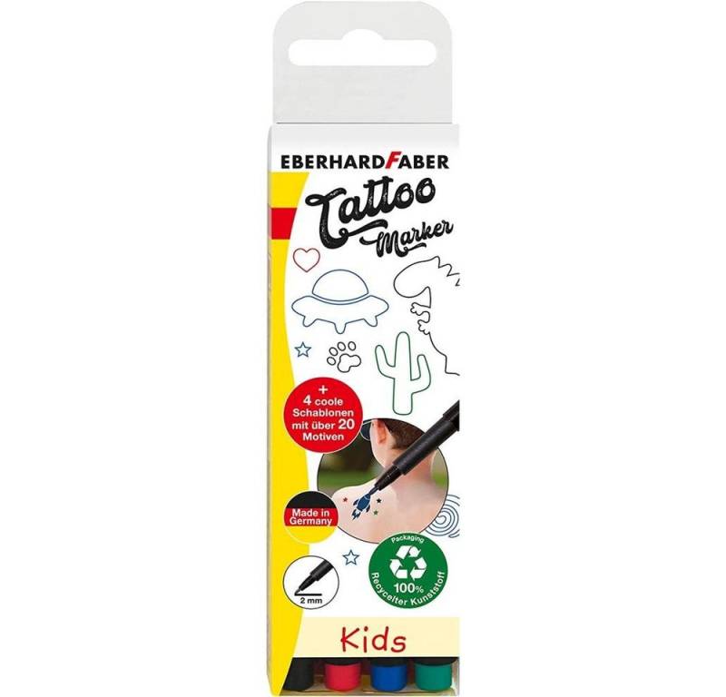 Eberhard Faber Schmuck-Tattoo Tattoo Marker Kids 4er Set, mit 4 Schablonen abwaschbar von Eberhard Faber