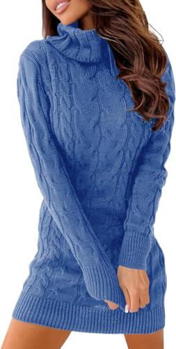 Ebifin Strickkleid Damen Rollkragen Strickpullover Elegant Jumper Kleid Pullikleid Winterkleid Stretch Sweater Dress.Blau.S Ebifin Strickkleid Damen Rollkragen Strickpullover Elegant Jumper Kleid Pullikleid Winterkleid Stretch Sweater Dress.Blau.S von Ebifin