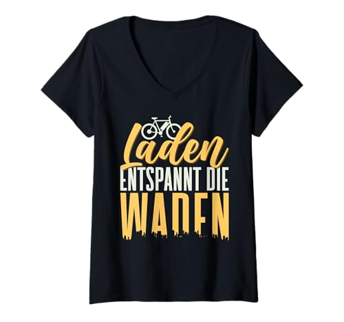 Damen Laden Entspannt Die Waden Lustiger Spruch E-MTB T-Shirt mit V-Ausschnitt Damen Laden Entspannt Die Waden Lustiger Spruch E-MTB T-Shirt mit V-Ausschnitt von Ebike Mountainbike Fahrradfahrer Geschenkideen