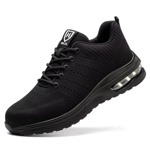 Ebsty Sicherheitsschuhe Herren Damen Arbeitsschuhe Leicht Sportlich Stahlkappenschuhe Atmungsaktiv rutschfest Schutzschuhe Schwarz 36 von Ebsty