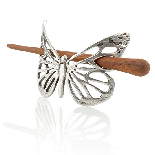 Celtic Butterfly Haarspange - Keltischer Schmetterling mit Stab aus Palisander von Eburya