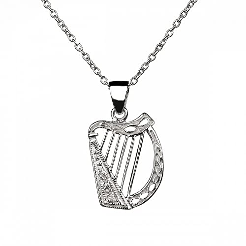 Eburya Crystal Harp Kette - Irische Harfe aus Sterling Silber & Kristall von Eburya