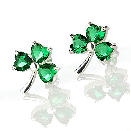 Crystal Irish Shamrock - Kleeblatt Ohrstecker aus Sterling Silber & Kristall von Eburya