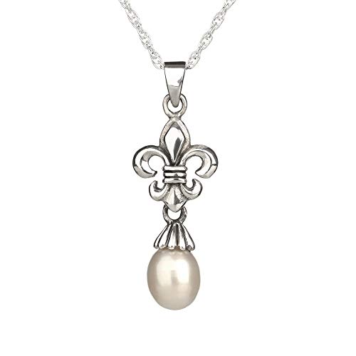 Eburya Mary Queen of Scots - Maria Stuart - Fleur De Lis Kette - Sterling Silber & Perle von Eburya