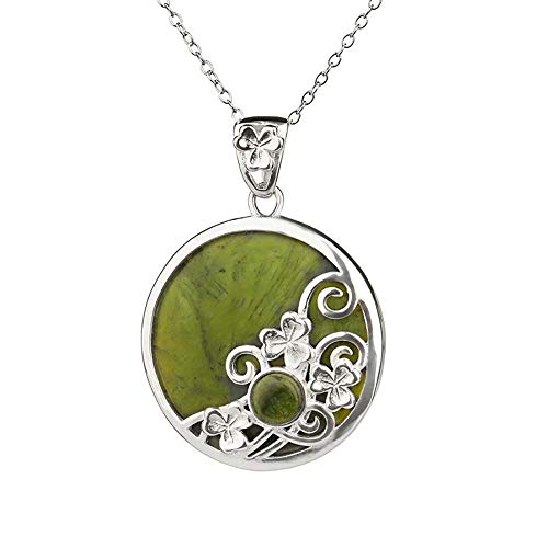 Eburya Shamrock Swirls Kette - Irische Kleeblätter aus Sterling Silber & Connemara Marmor von Eburya
